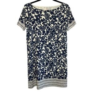 Tory Burch Elisabeth Printed T-Shirt Dress Size S Pima Cotton Blue Floral EUC‎